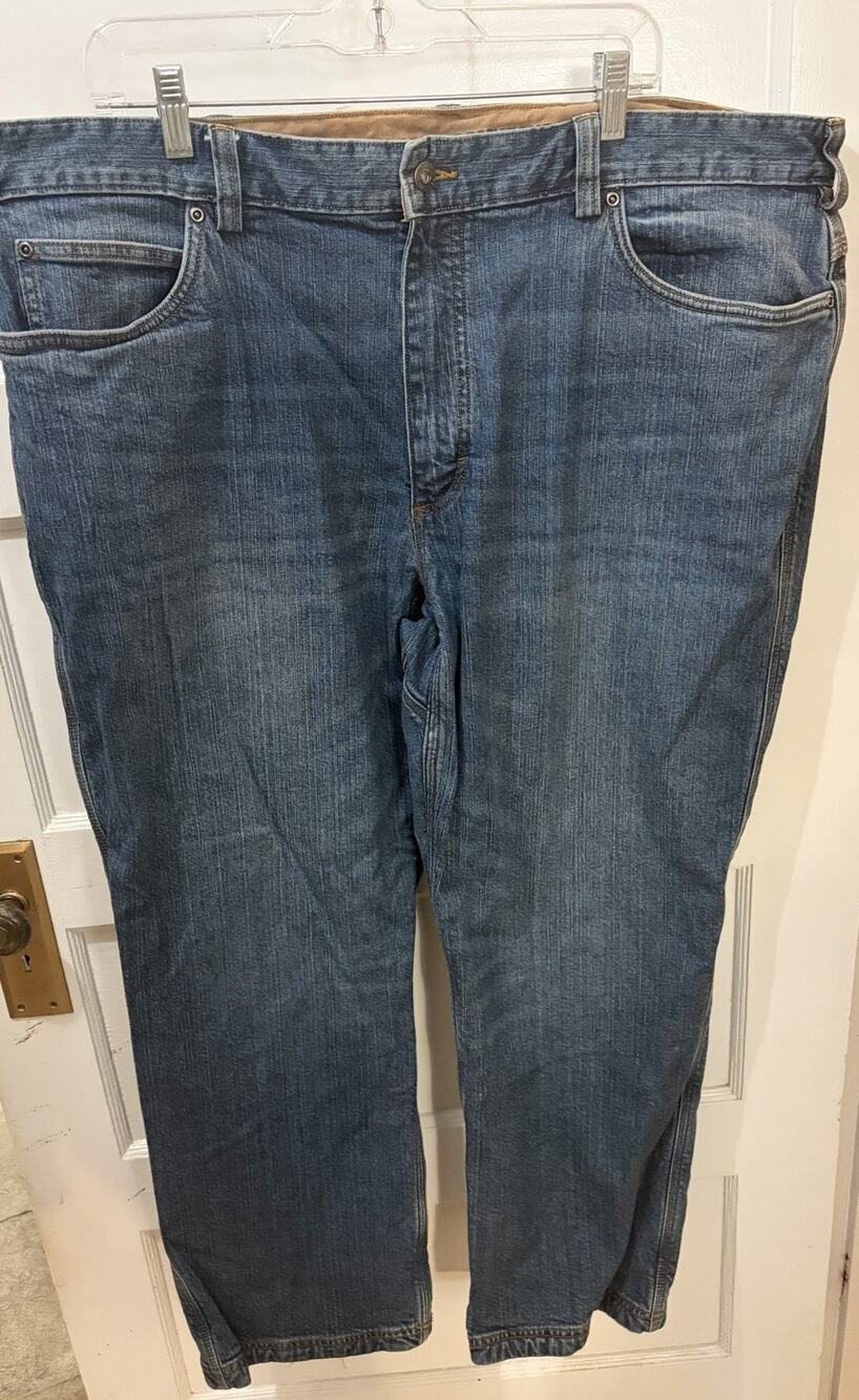 M-22 Duluth Trading Flex Ballroom Jeans 42/30 Relaxed Fit Fleece Flannel Lined